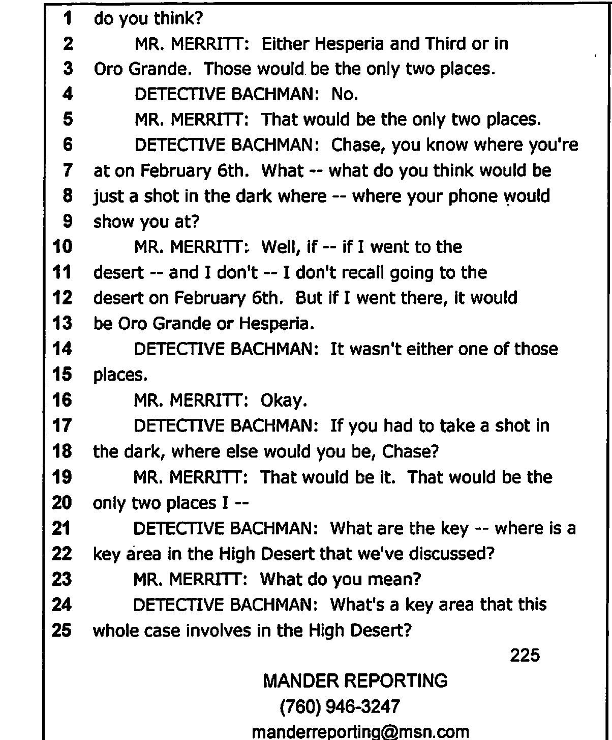 Interview transcript, page 225