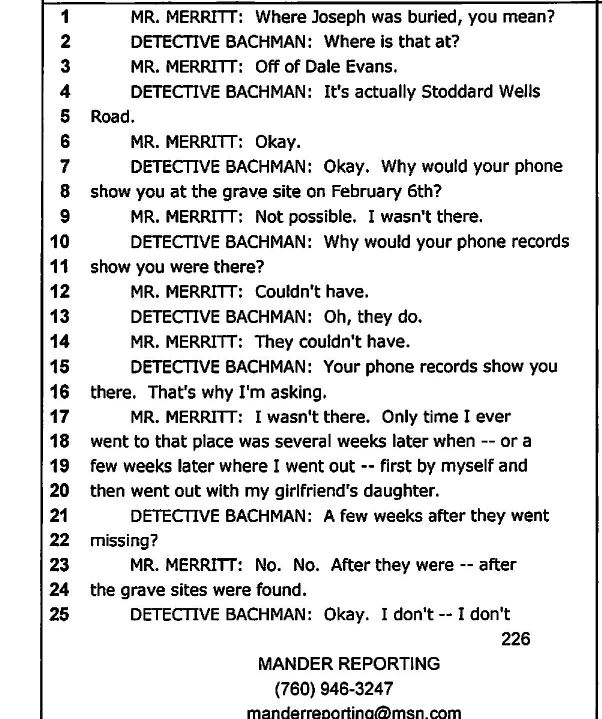 Interview transcript, page 226