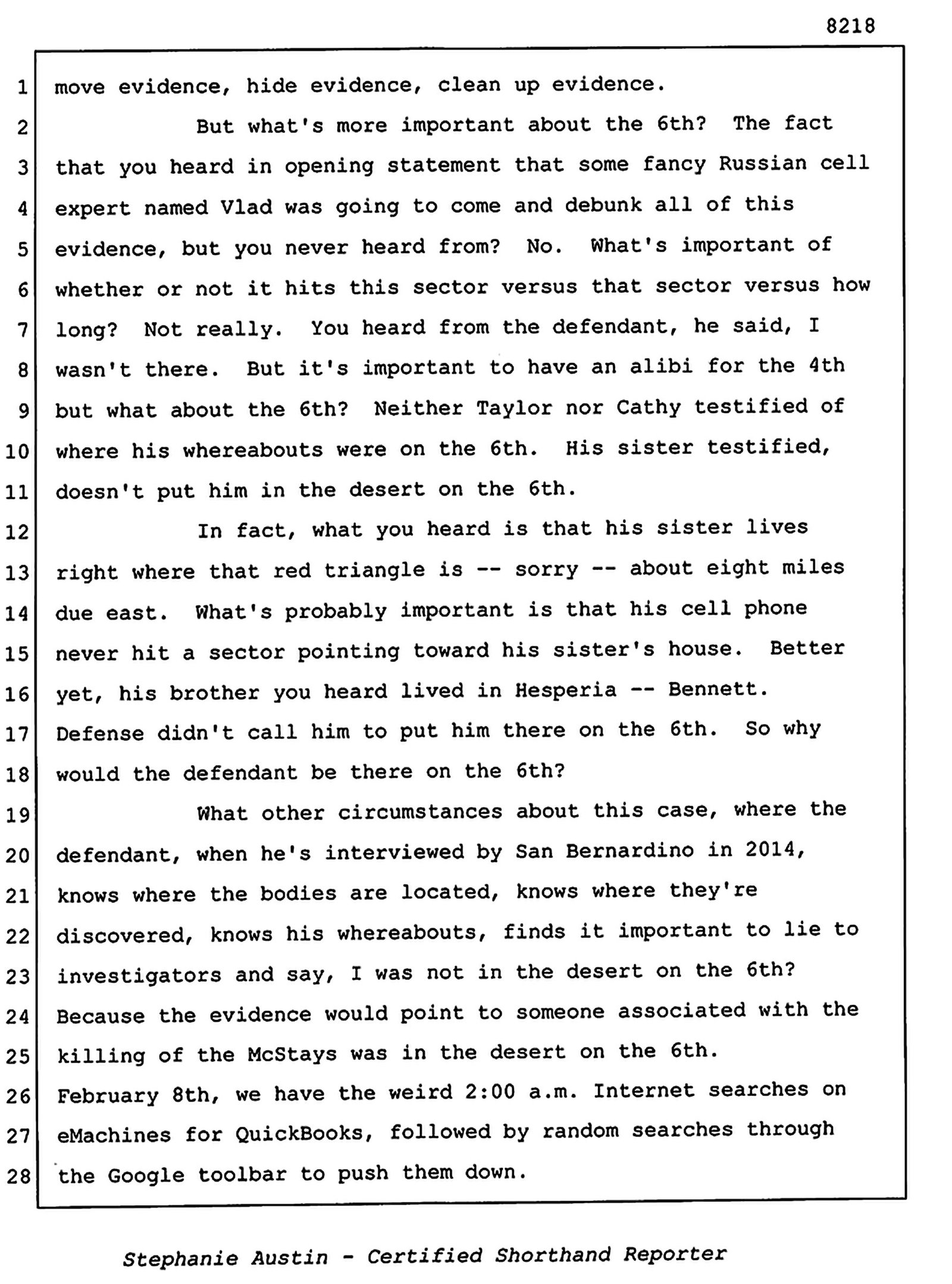 Reporter&rsquo;s transcript, page 8218