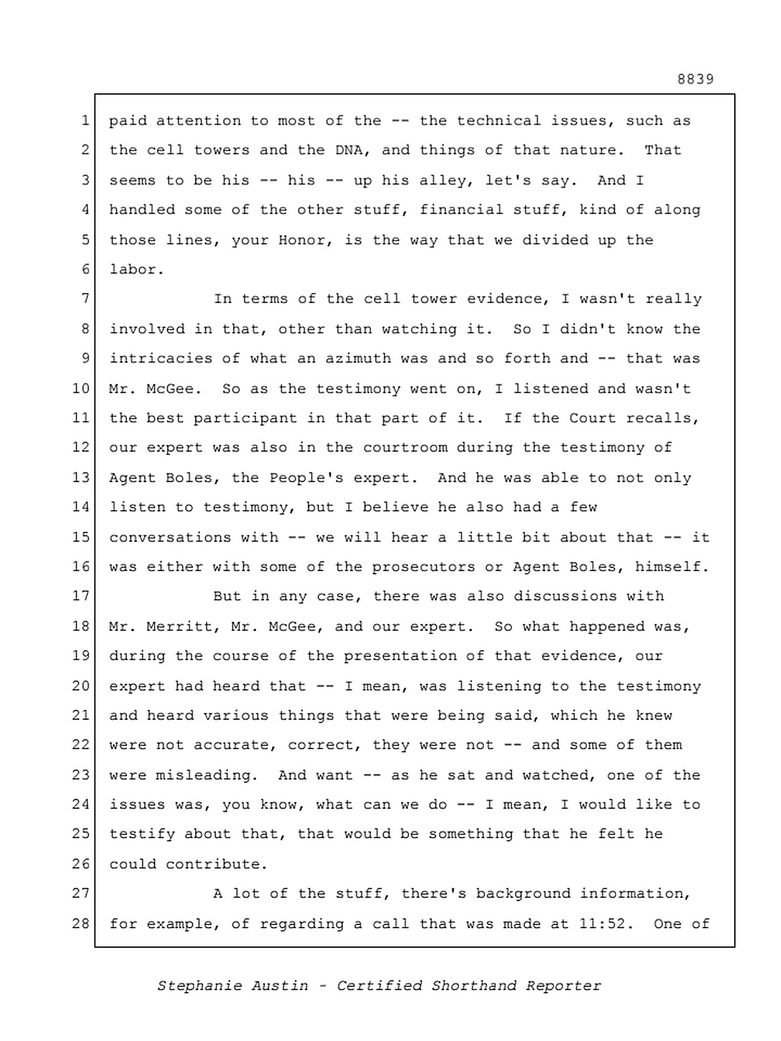 Reporter's Transcript page 8839