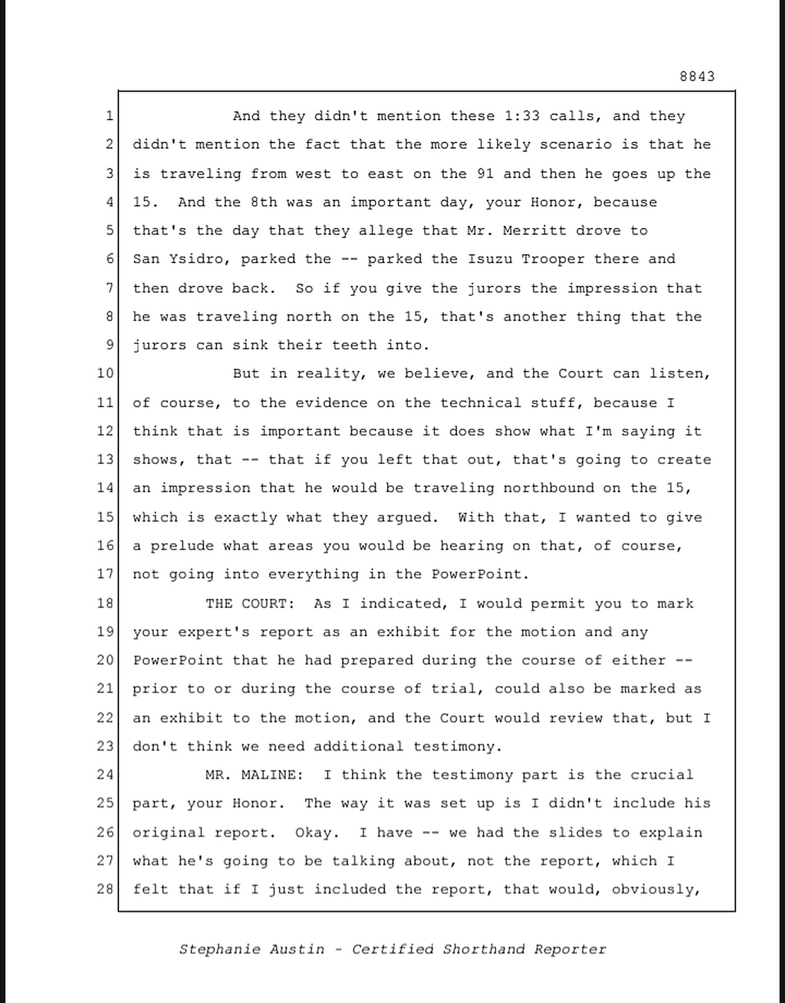 Reporter's Transcript page 8843