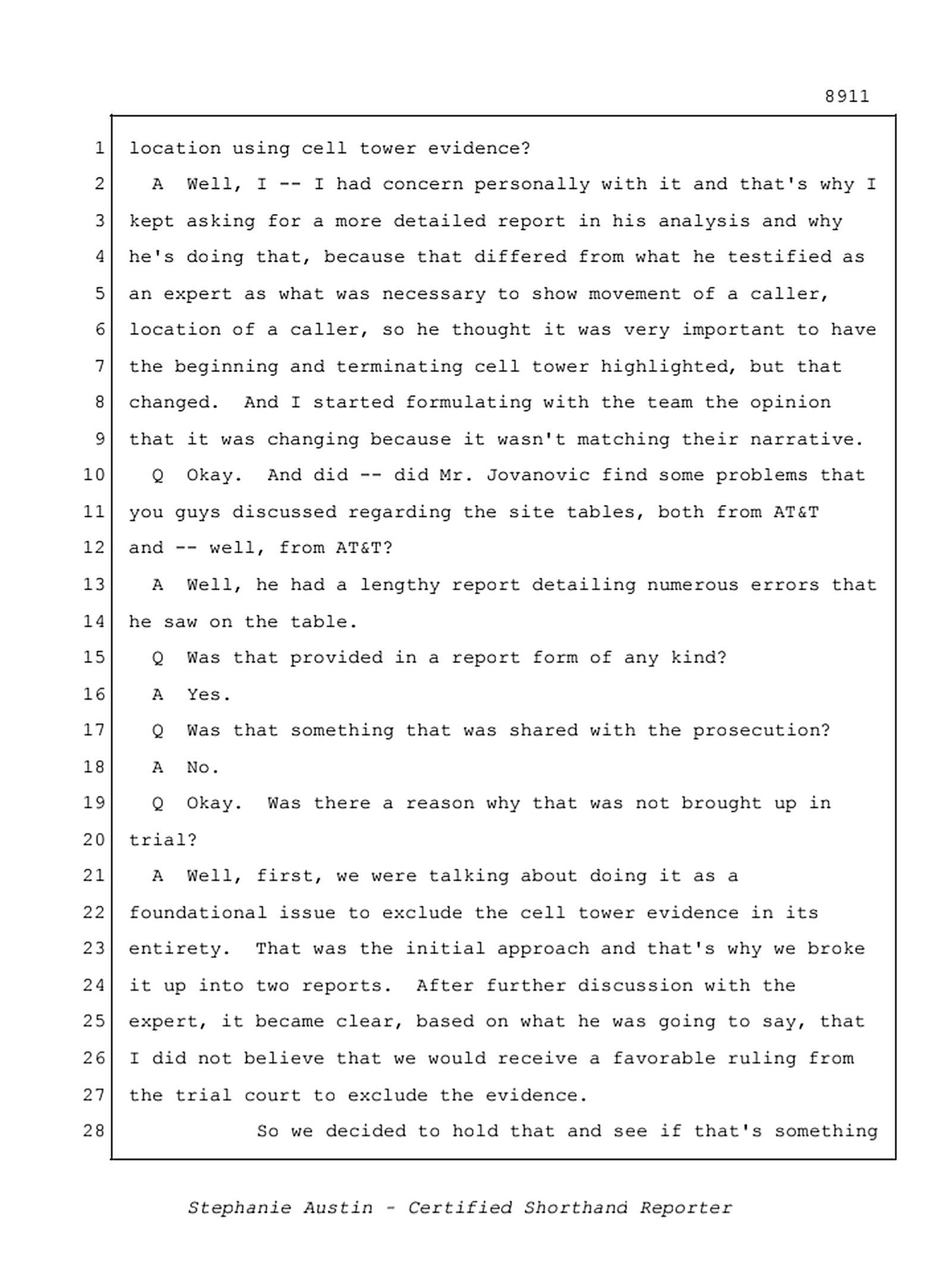 Reporter's Transcript page 8911