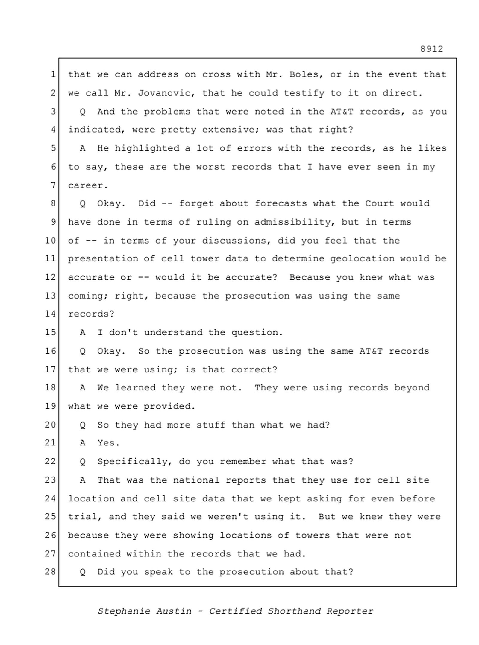 Reporter's Transcript page 8912