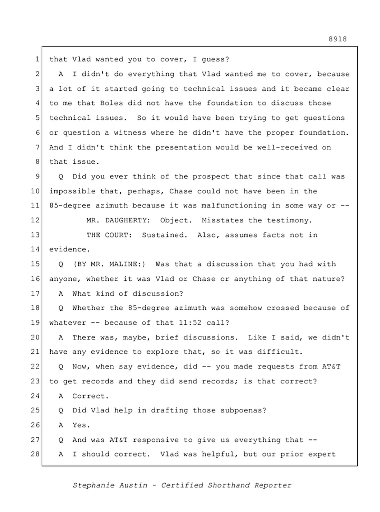 Reporter's Transcript page 8918