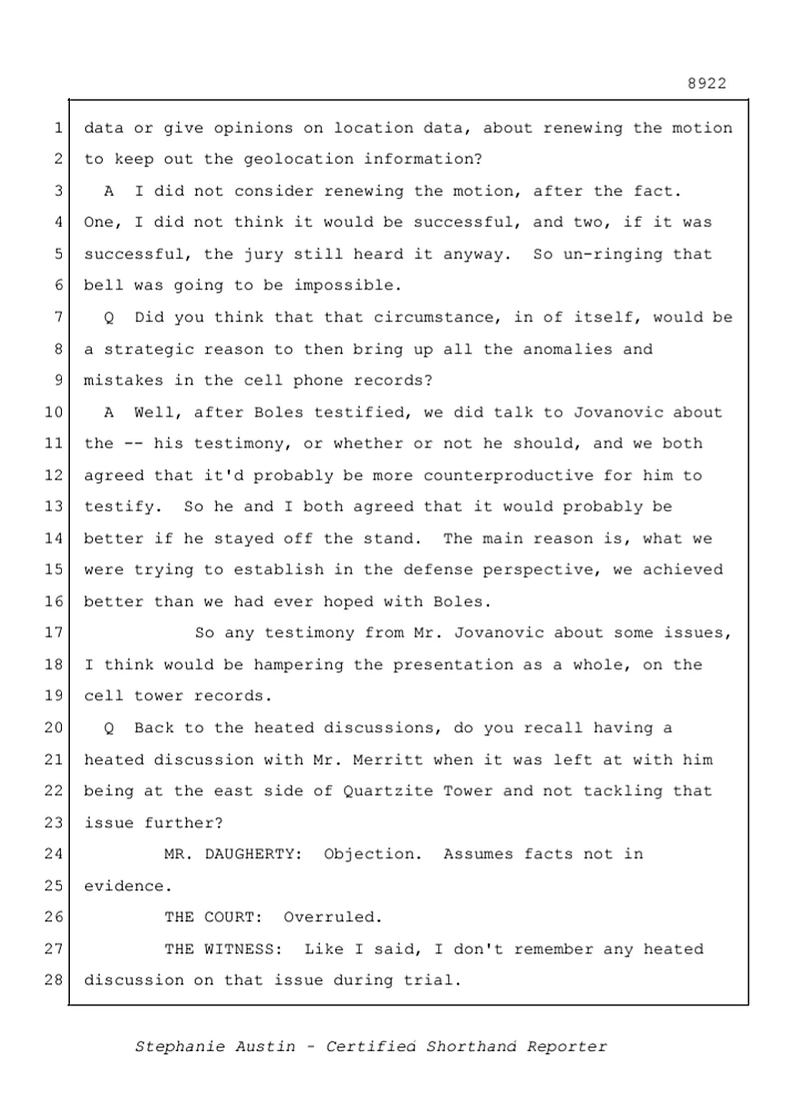 Reporter's Transcript page 8922
