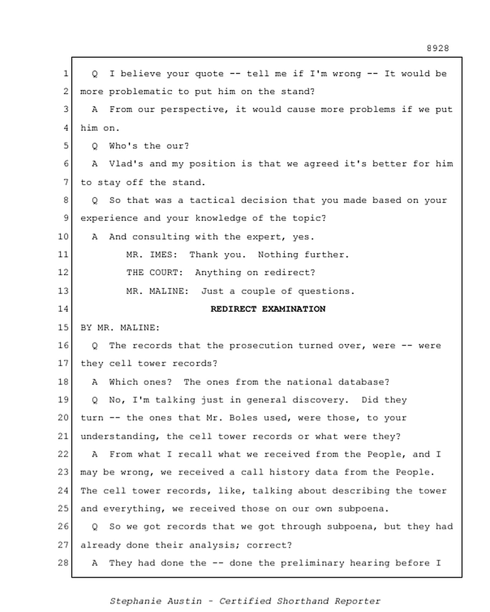 Reporter's Transcript page 8928