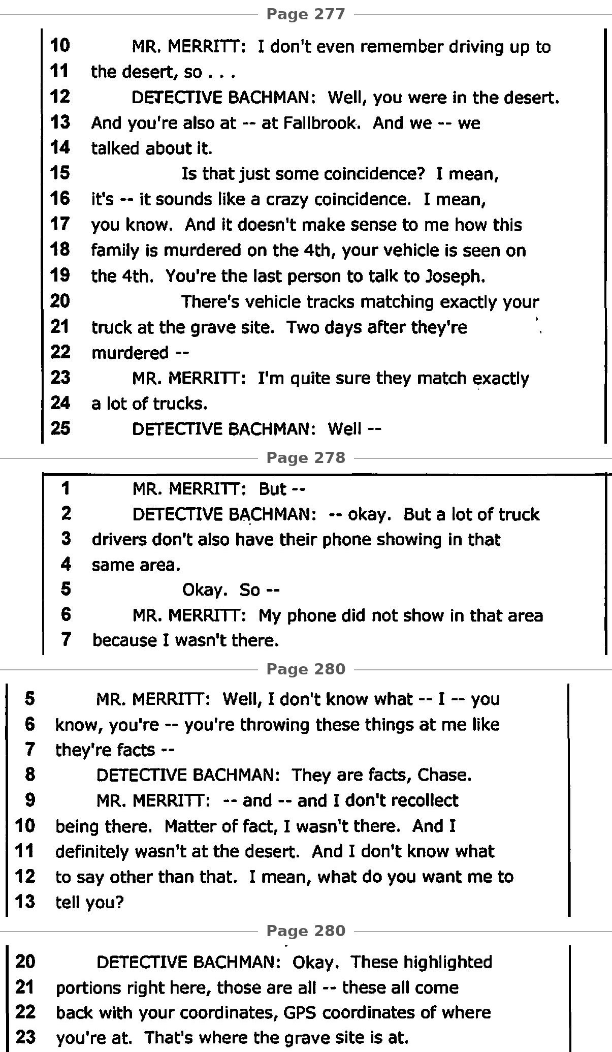 Interview transcript, 277:10-278:7; 280:5-23