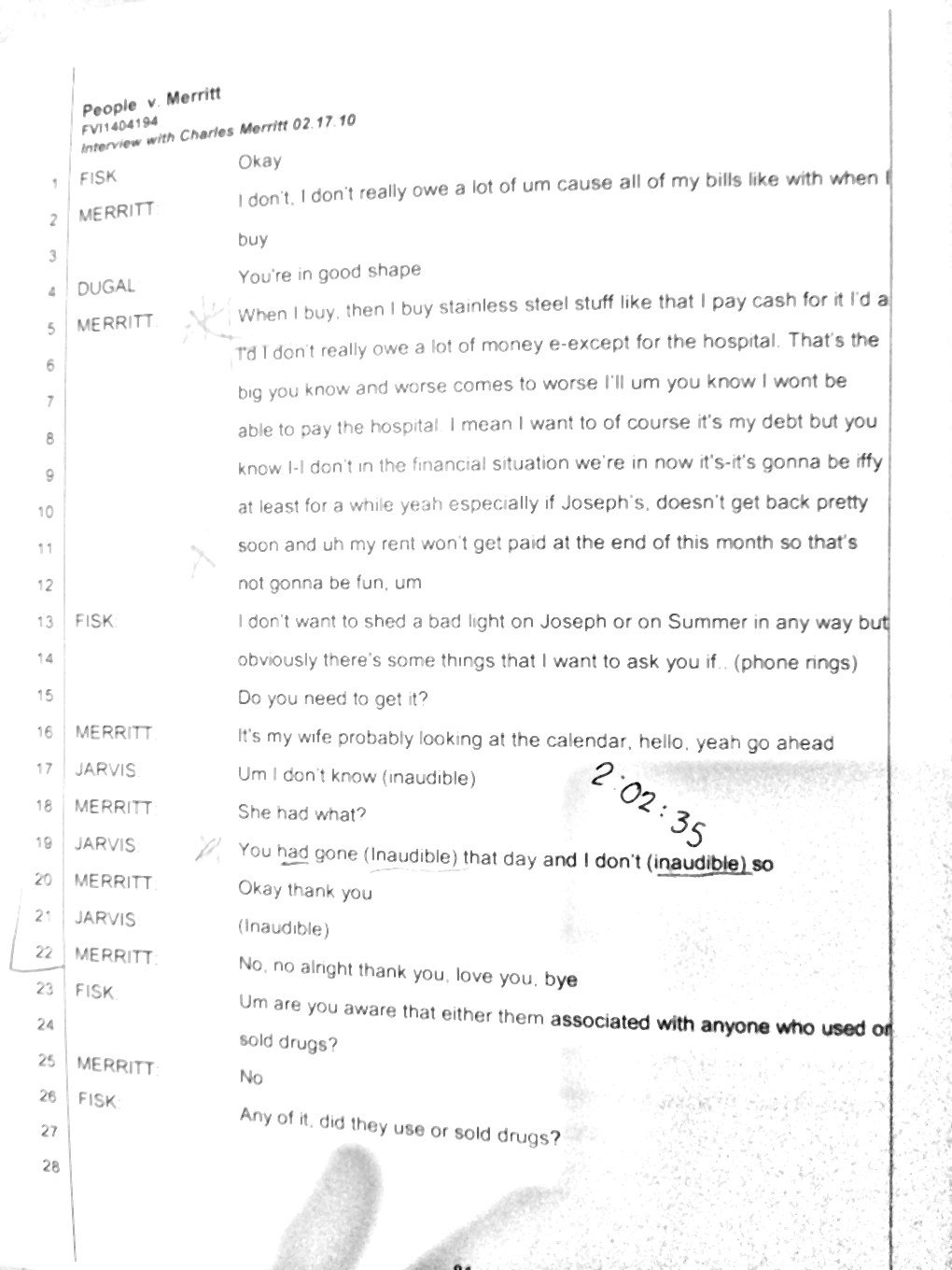 interview page 81 (the 6:27 call)